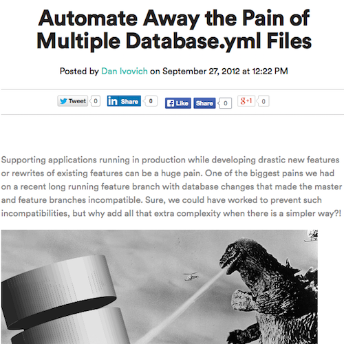 Automate Away the Pain of Multiple Database.yml Files Blog Post